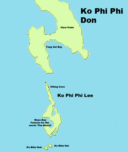 Map of Phi Phi Island Phuket Thailand