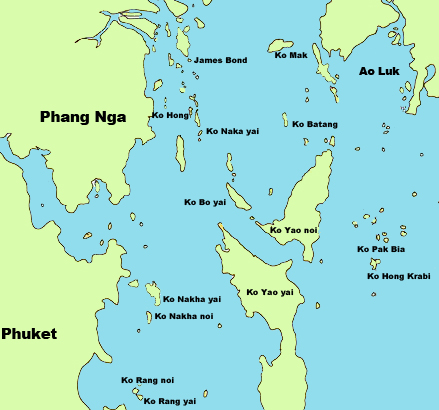 Map Phang Nga Bay National Park Thailand